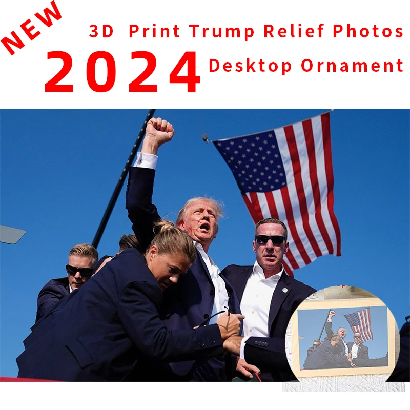 Trump Rally Shooter Photos  Trump 2024  DJT Pro Trump - Trump Survived  USA Freedom  3D printing customized relief photos