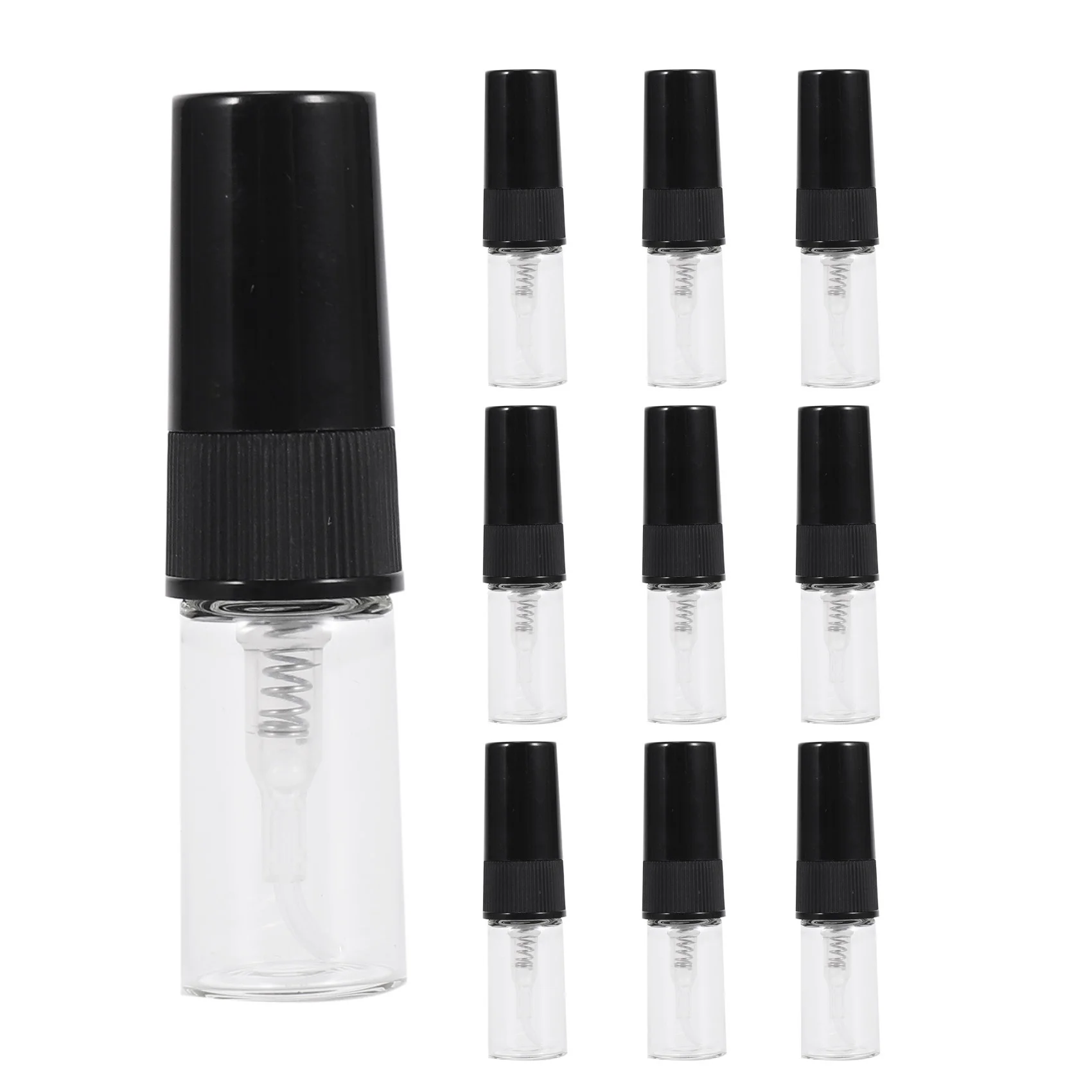 10 Uds Mini botella de Perfume de vidrio portátil tamaño de viaje botellas de Spray de vidrio de Perfume vacías (2Ml)