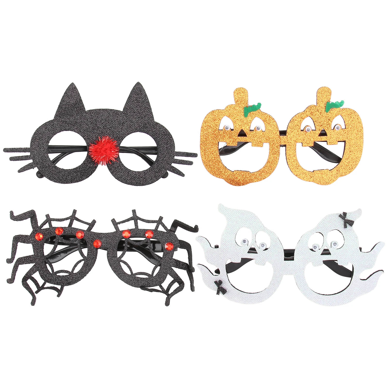 

4pcs Halloween Decorative Glasses Eyewear Novelty Costume Festival Props Kids Party Supplies Plastic Classic Pattern
