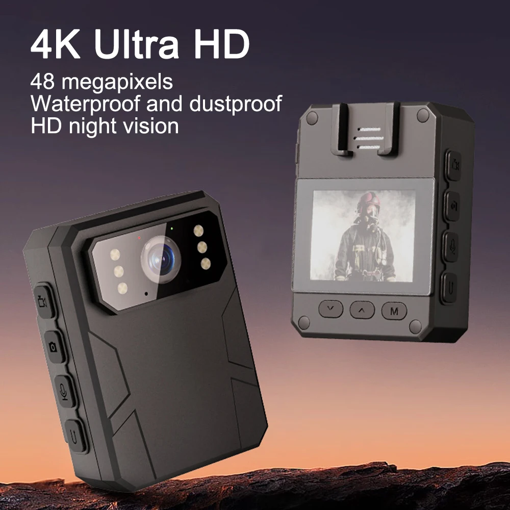 كاميرا صغيرة 4K يمكن ارتداؤها على الجسم كاميرا HD 1080P DVR كاميرا أمان فيديو IR 120 درجة IR للرؤية الليلية كاميرات فيديو واي فاي صغيرة تسجيل