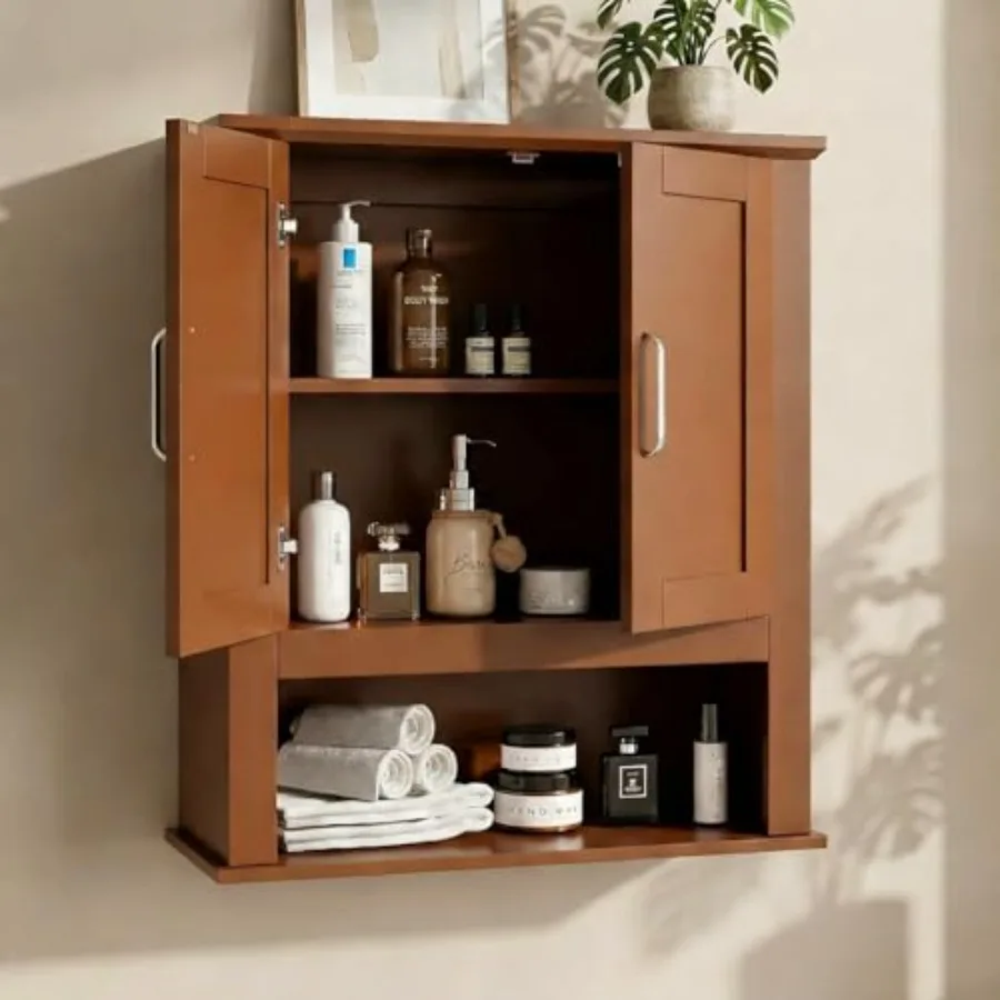 

Навесной шкаф для ванной комнаты черный, настенный, для хранения над унитазом, с 2 дверцами и 3 уровнями высоты, для медикаментов