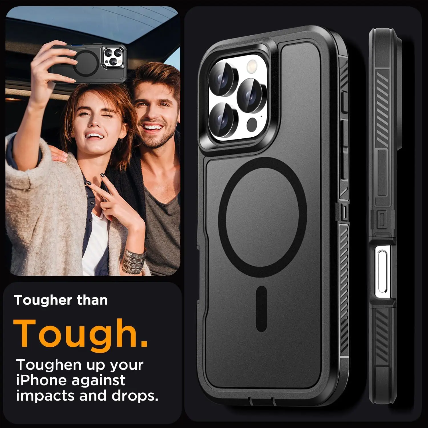Picture 7: Case For iPhone 17 Pro Max 16 15 Pro Max 15 14 Pro 13 12 Heavy Duty Shock Absorption  Full Body Protective Silicone Rubber Cover