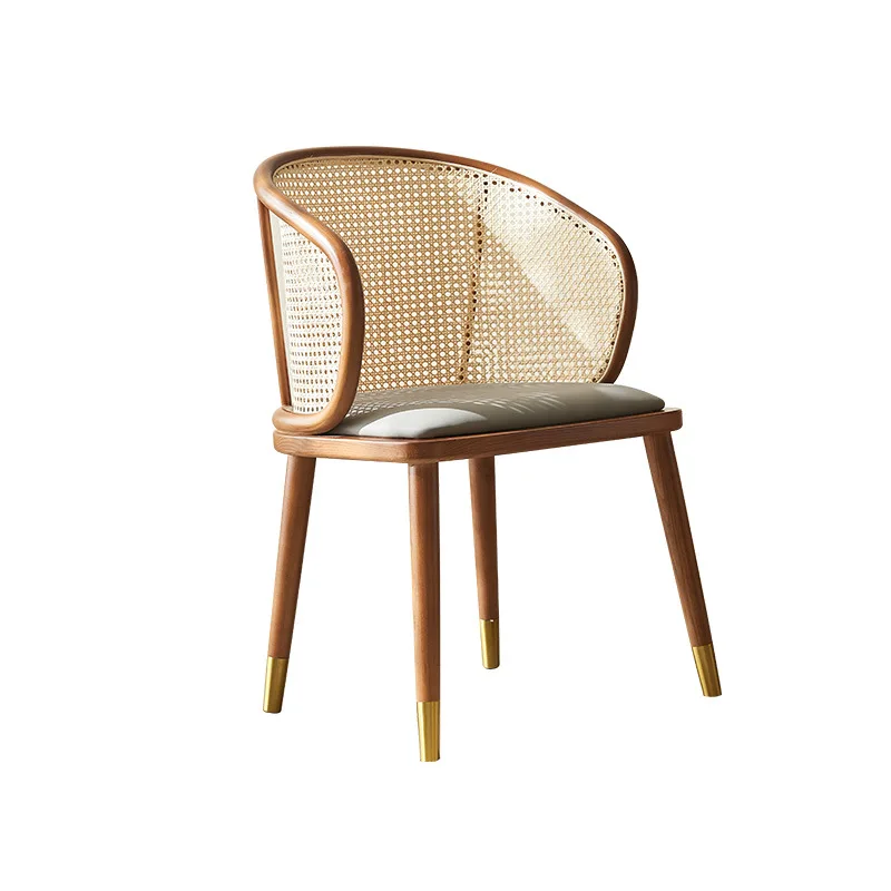 

Nordic rattan solid wood dining table and chair combination creative Japanese home restaurant round table homestay hotel dining