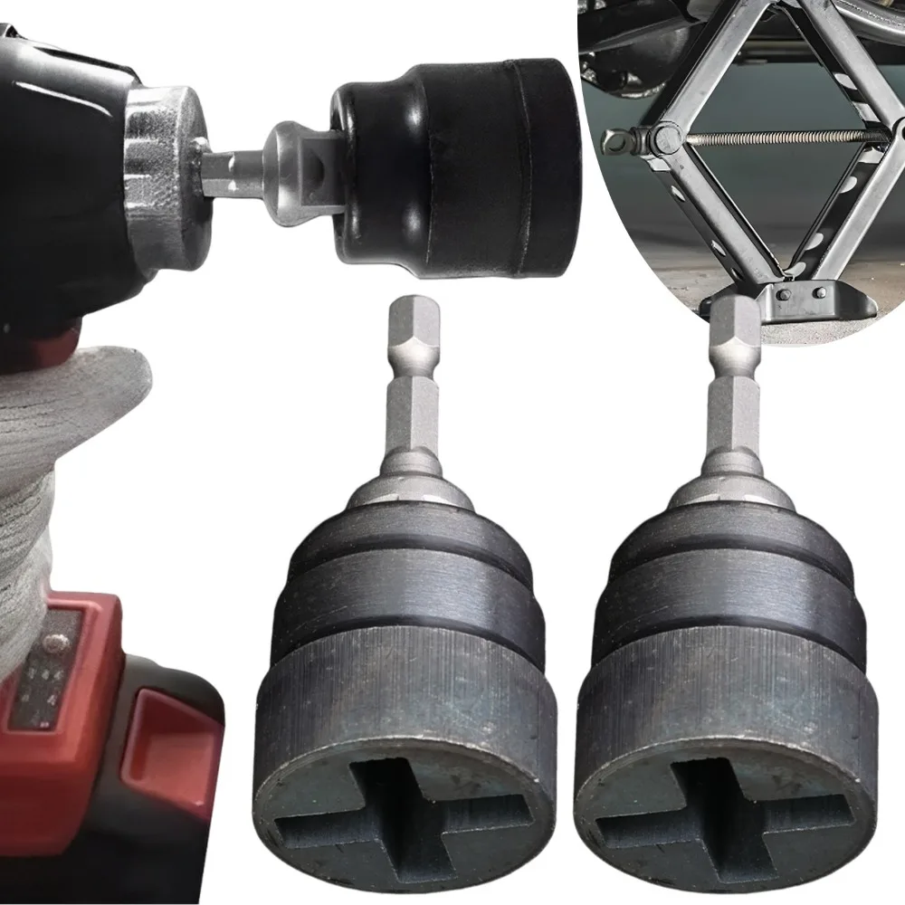Scissor Jack Adapter Socket Universal Chrome Vanadium Steel Electric Impact Drill Ratchet Wrench Car Jack Lifting Tool Accessory