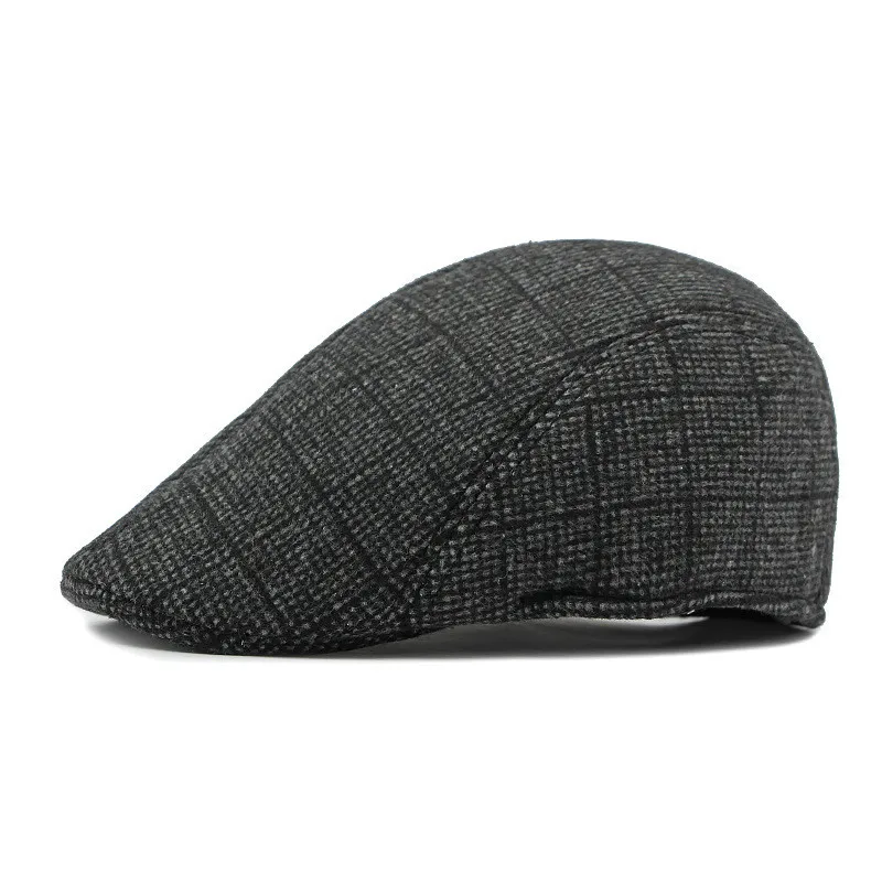 2024 Autumn and Winter Cotton Striped Warm Newsboy Caps Flat Peaked Cap Men and Women Painter Beret Hats 171