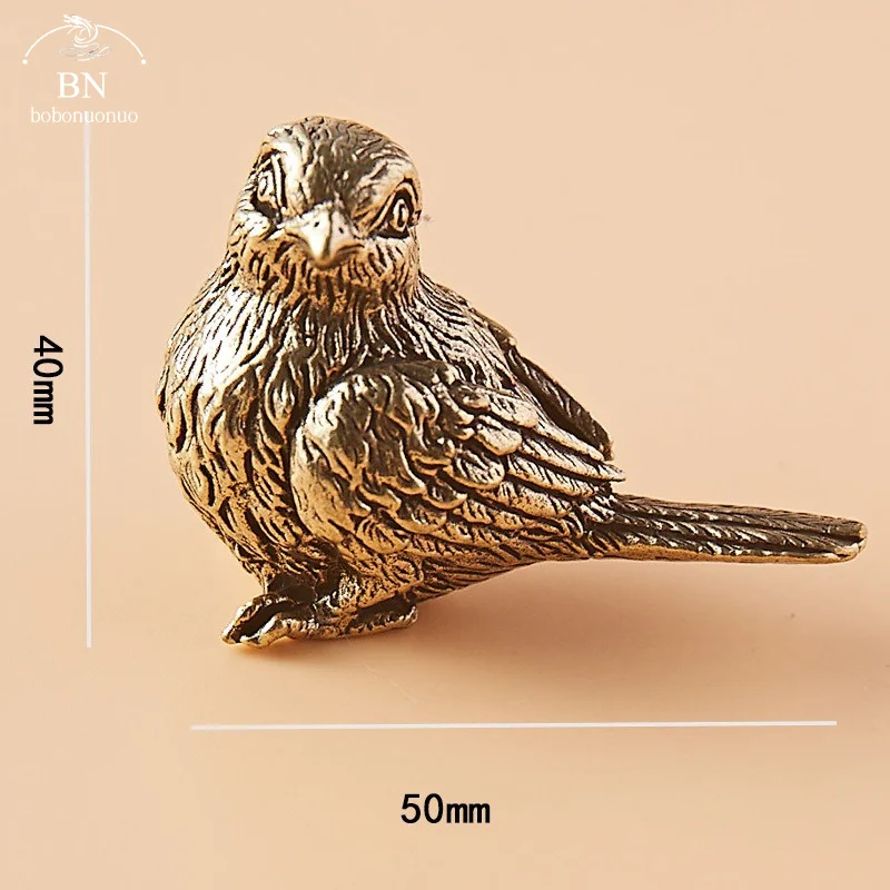 Small Sparrow Statue Metal Brass Tea Pet Table Ornament Home Decoration Accessories Retro Bird Animal Figurines Miniatures Craft