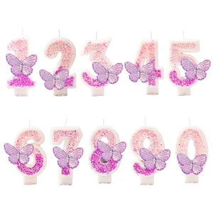 Gradien Kupu-kupu Lilin Digital Puncak Kue Ulang Tahun Dekorasi Kupu-kupu Meja 0-9 Nomor Ungu Perlengkapan Pesta Lilin Ulang Tahun 10 lilin kupu-kupu penjualan terbaik - №