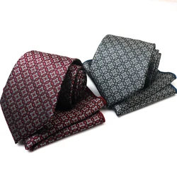 2025 New Silk Neck Tie Set Floral Square Plaid Neckties For Men Luxury Red Navy 8cm Ties Handkerchief Wedding Party Cravat Gift