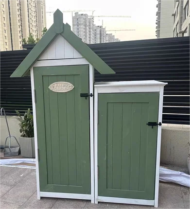 

Modern Wooden 2 in 1 Garden Storage Box Printed Pattern Tool Storage for Home Garden Backyard Patio Lawn Use