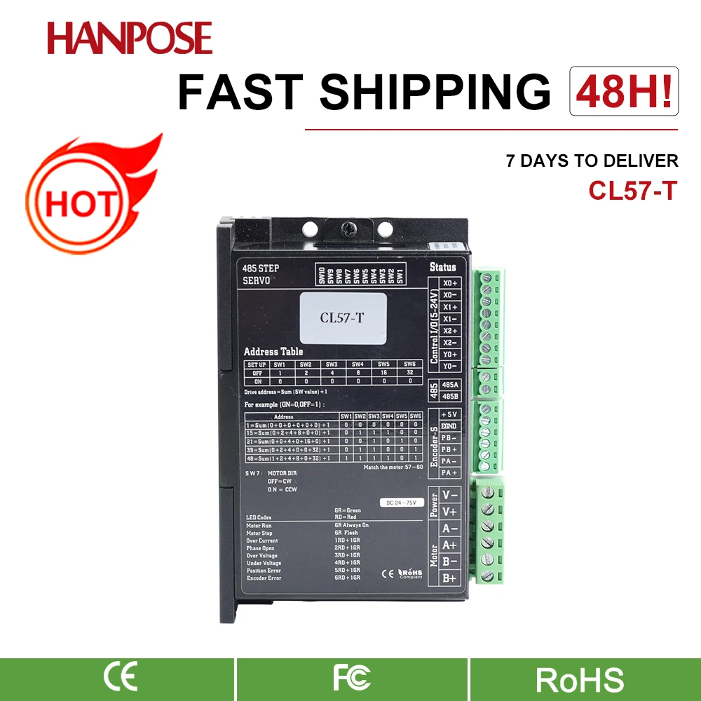 

Closed-Loop Stepper Motor Drive Controller CL57-T Voltage: 24-75VDC Torque Mode RS-485 Communication