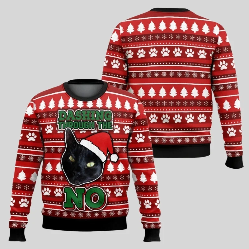 

25/26 Black Cat Drink Coffee Ugly Christmas Sweaters Multipe Styles Funny Holiday Party Pullover Sweater Family Christmas Gift