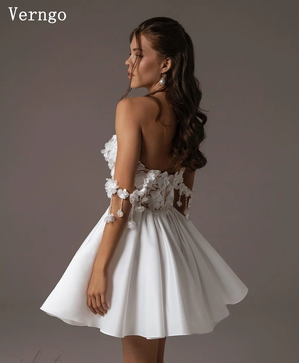 Verngo lvory Satin Mini Boho Weddinfg Dresses Off The Shoulder A Line Short Bride Dress Elegant Bridal Gowns Customized