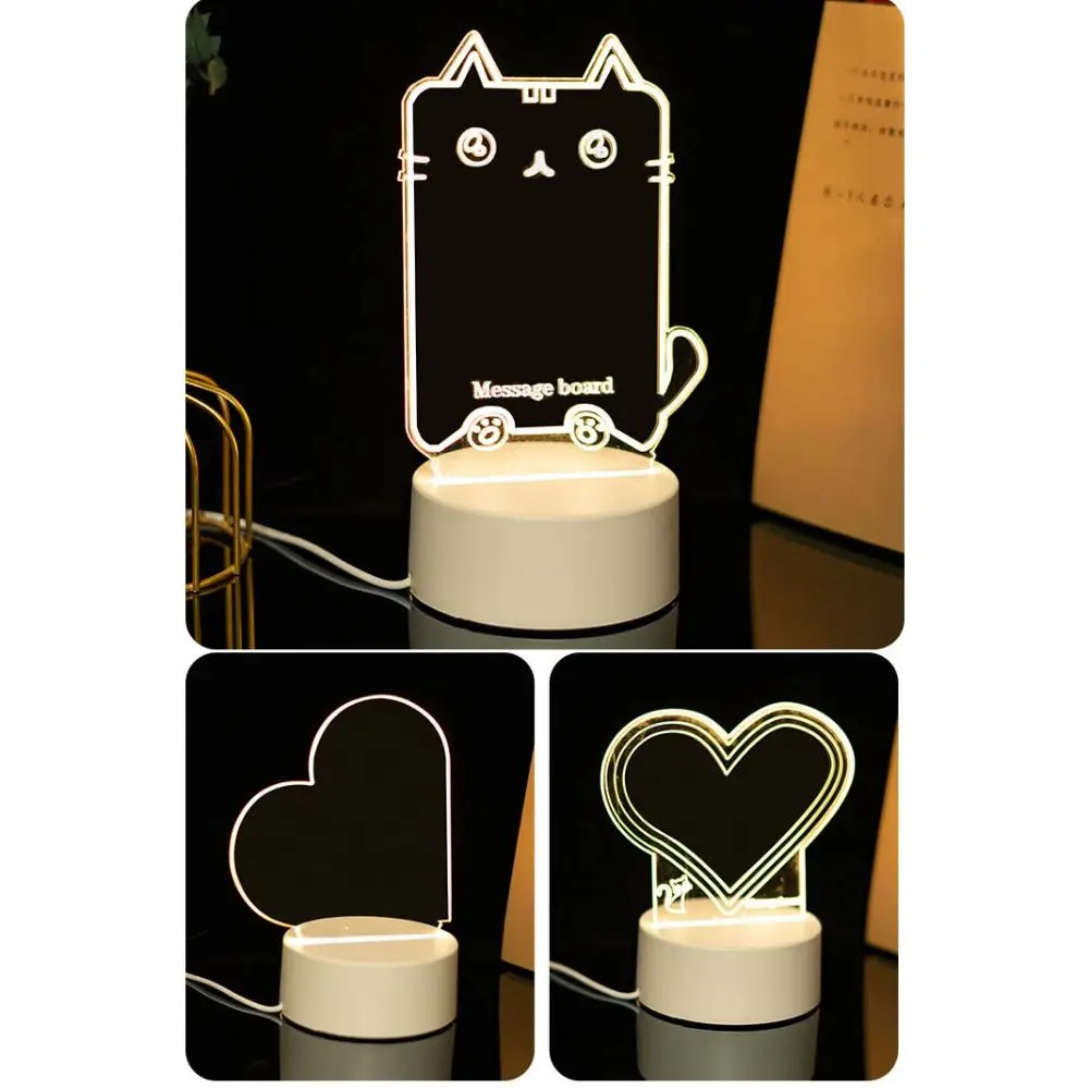 Acrylic USB Led Message Board Handwriting Writing Board Warm Light Light Night Light Decor.