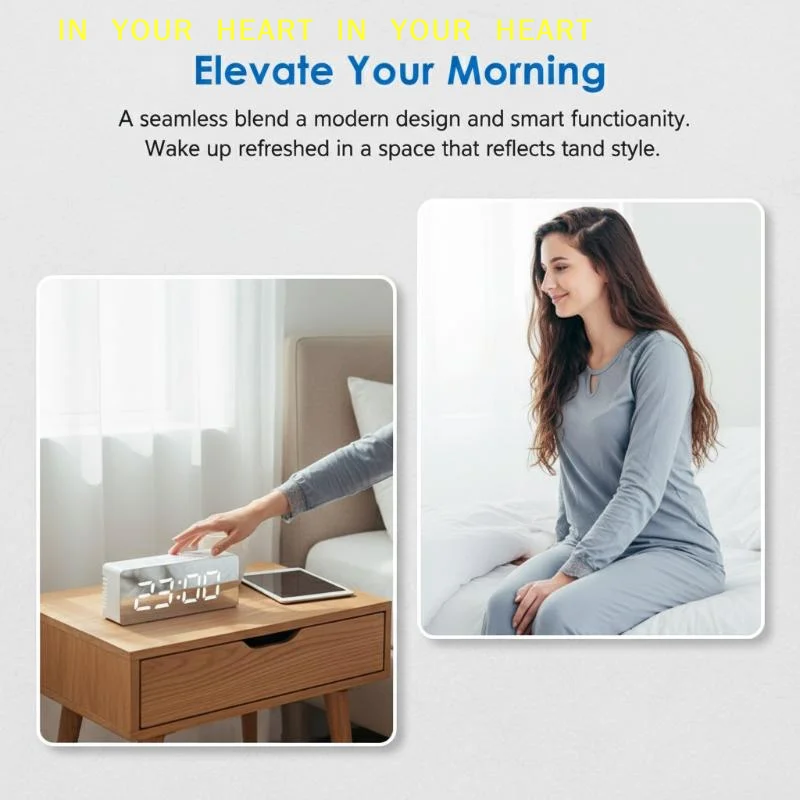 【X】Electronic Digital Alarm Clock with LED Display Indoor Temperature Calendar Dual Alarm for Bedroom Office Study Room