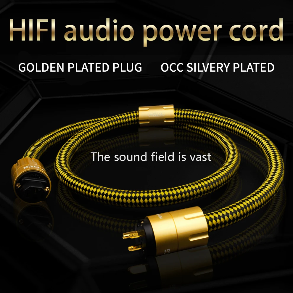YYTCG Hi-end conductor OCC+OCCsilvery plated HiFi Audio US Power Cord Double Shielding Connection Filterure Amplifier Power Cabl