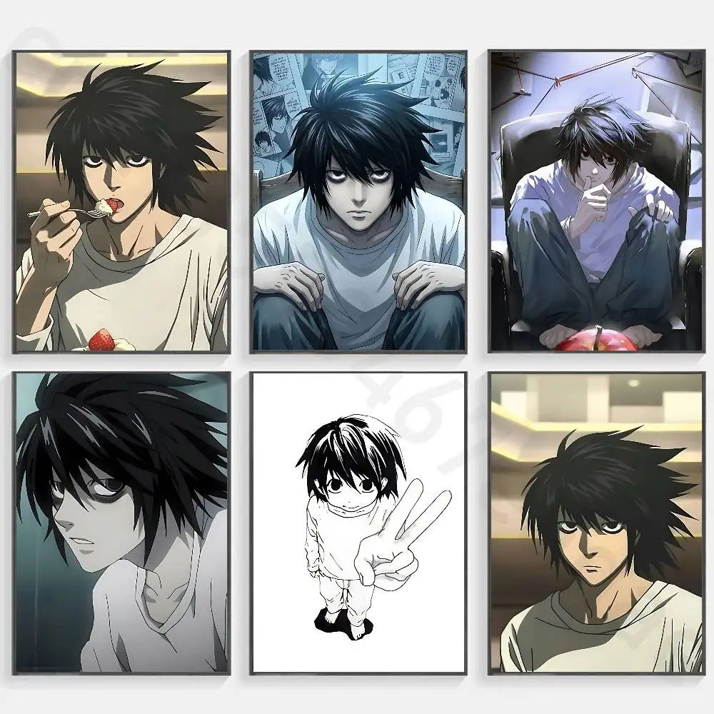 L-Lawliet D-Death Poster Fancy Poster Wall Sticker for Living Room Bar Vintage Decorative Painting