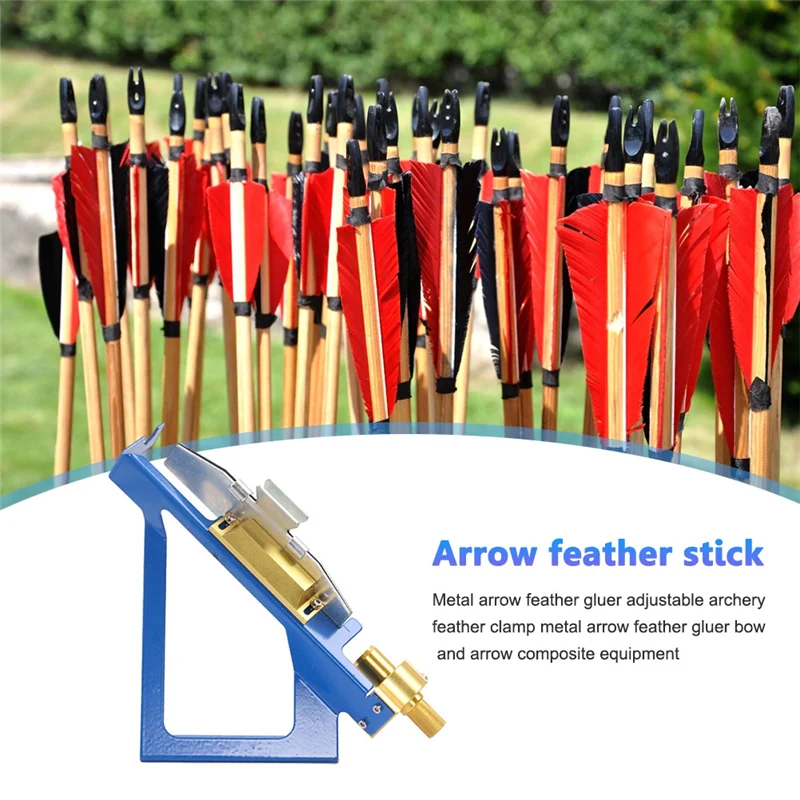 

Arrows Tail Feather Sticking Device Stainless Steel Archery Feather Fletching Jig Stick Hunting Parts -Blue