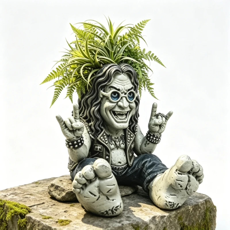 Vampire Rock Gnome Planter Black Sabbath Punk Rock Figurine Halloween Desktop Yard Decor Gift