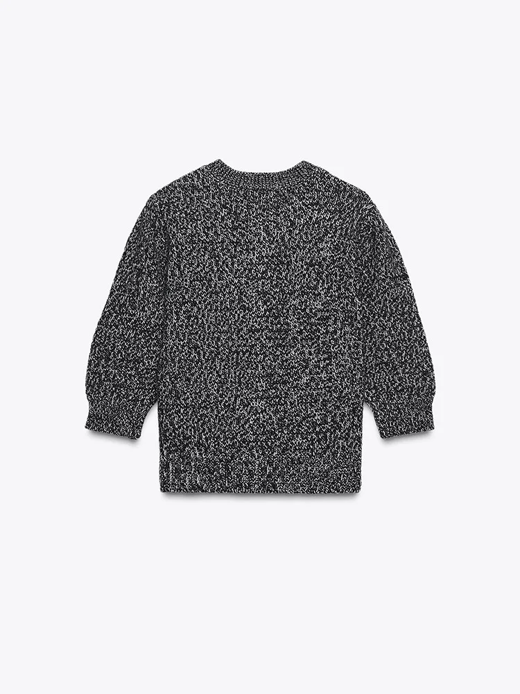 

Новинка: Женский вязаный кардиган с длинными рукавами-фонариками, осенний, модный, повседневный, свободного кроя, на пуговицах