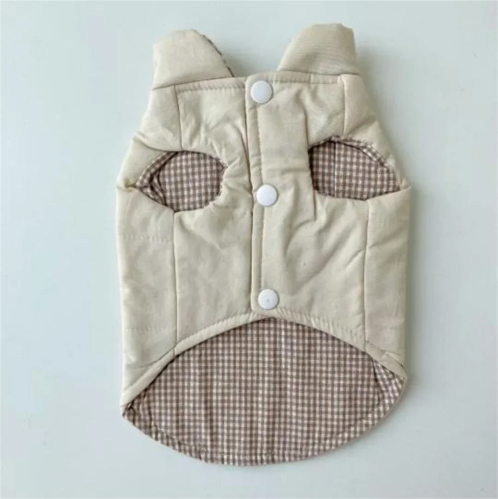 Puppy Winter Pet Double-sided Dog Vest Cute Plaid Coat Cat Teddy Small Dog Clothing Small Dog Puppy Coat Puppy Clothes Jackets