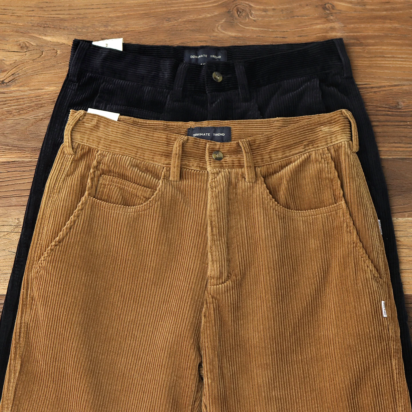 Corduroy trousers men's American retro Ami khaki retro autumn and winter heavyweight thickened straight corduroy casual pants