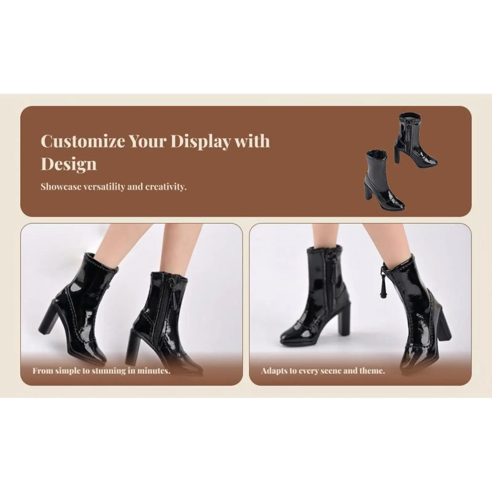 1/6 مقياس النساء الشكل أحذية بوت قصيرة صغيرة خلع الملابس المحمولة الدعائم عادية لينة دمية كعب الأحذية للإناث عمل الشكل