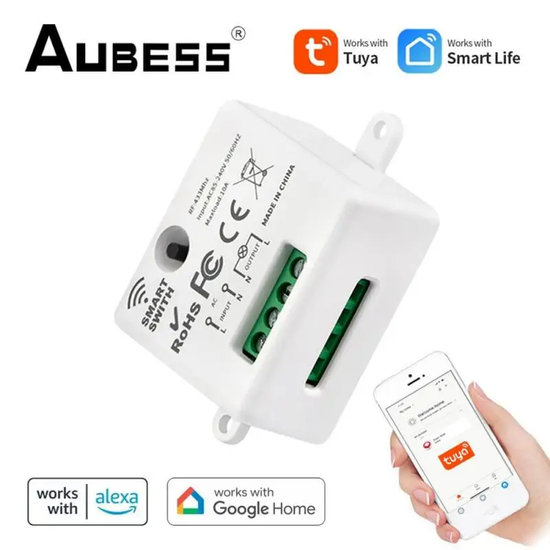 Aubess Smart Switch RF/RF433 + WiFi Dual Control Tuya Single Wire Intelligent Switch AC 220V On-off Device Smart Switches