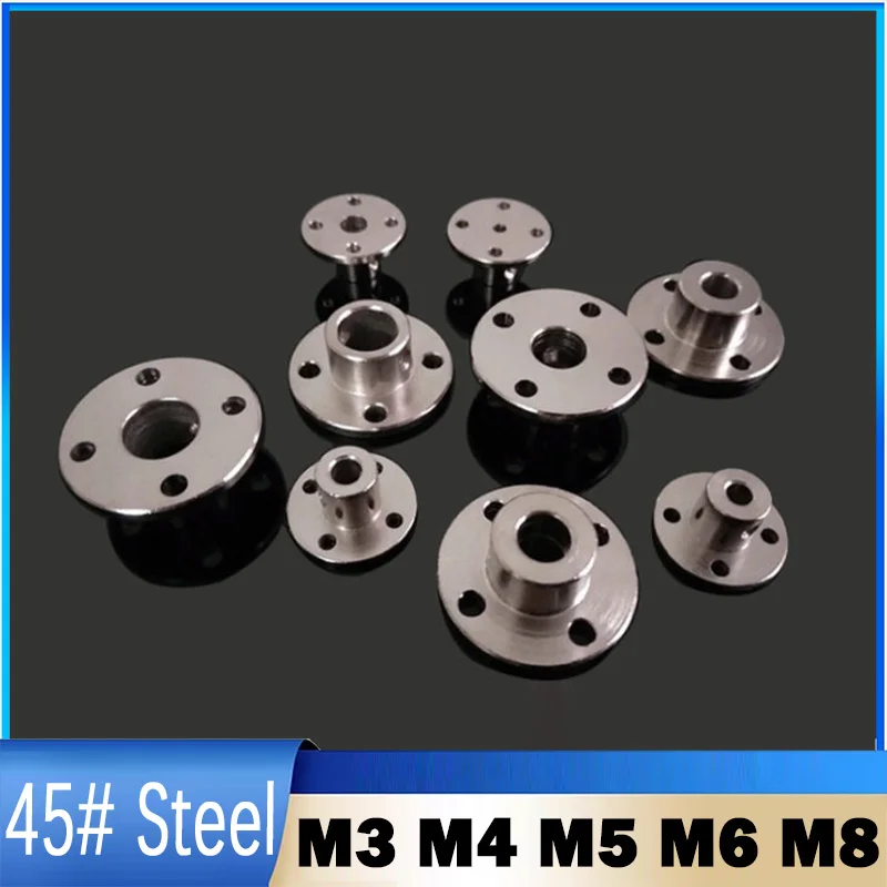 1Pcs M3 M4 M5 M6 M8 45# Steel Flange Coupling Motor Spindle Connector Nuts Rigid Flange Guide Shaft Support