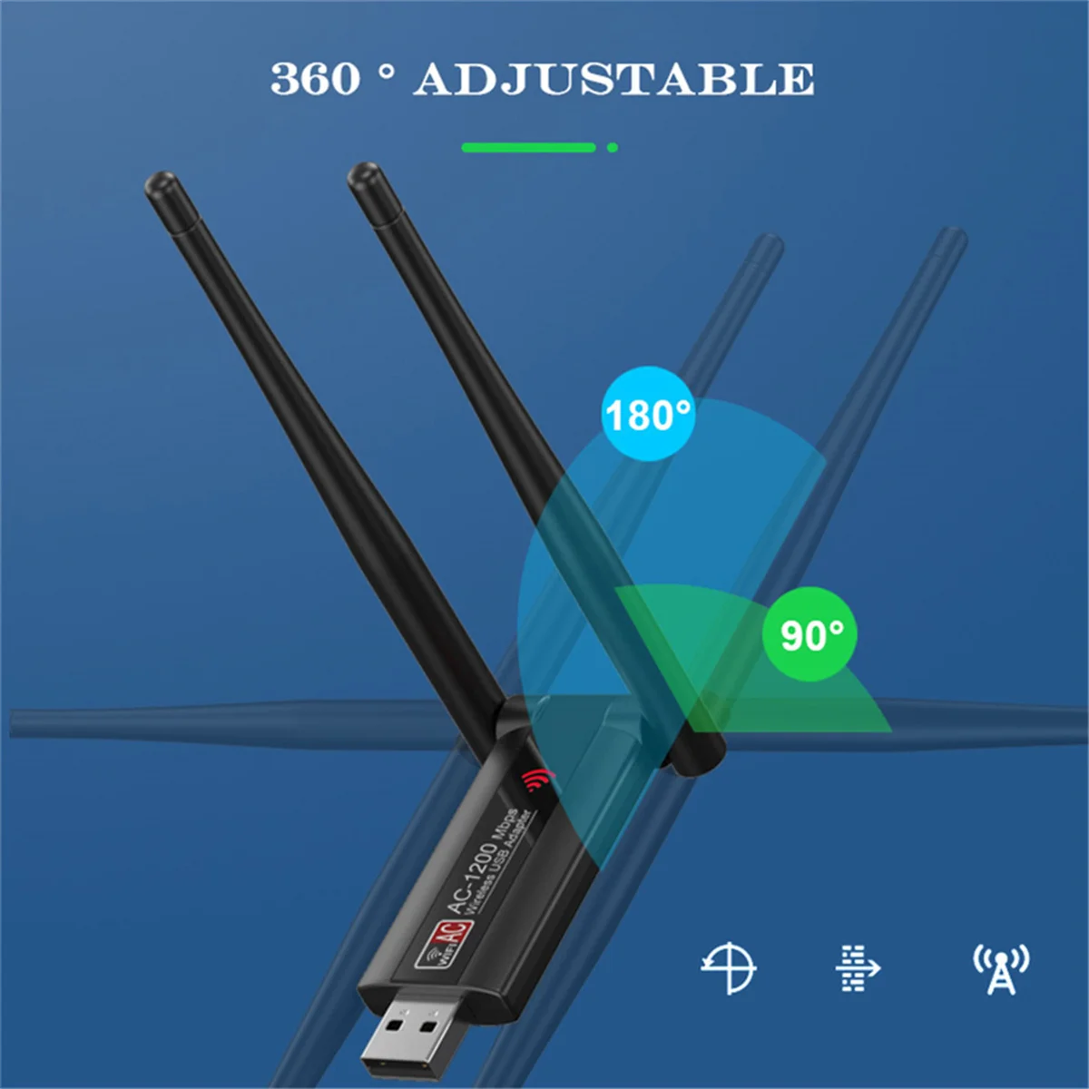 1200M USB Сетевая карта RTL8812 2,4G 5G AC1200 Wifi Lan адаптер