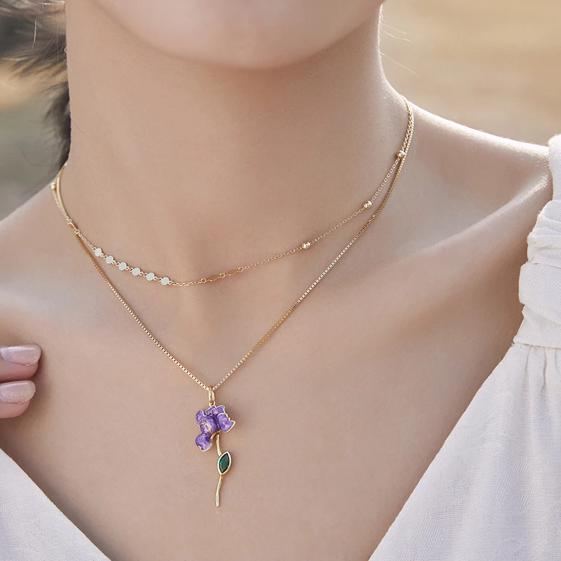 Bamoer U 925เงินสเตอร์ลิงมังสวิรัติ Iris จี้ Fit หญิงสร้อยคอแฟชั่น Charm เครื่องประดับ DIY ทำ