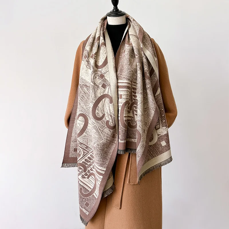 Autumn and winter 2024 retro style new scarf outerwear women\'s imitation cashmere feel thickened Paisley muffler shawl