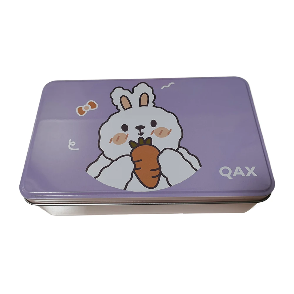 QAX Metal boxes, 2 Pieces Rectangular Metal Empty Tins Containers Basic Necessities Home Storage Organizer Mini Box Set