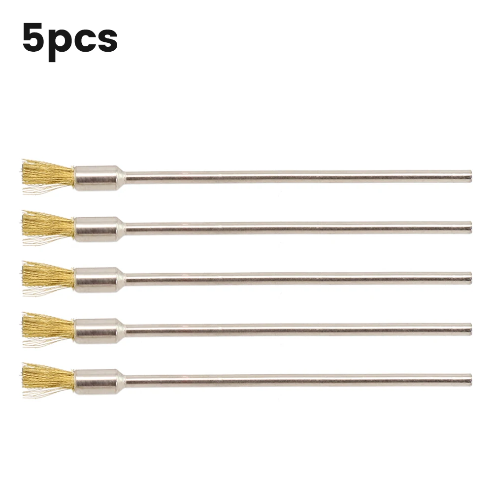 5pcs Wire Brushes Brass Stainless Steel 3mm Shank Extended Brush For Dremel Drill Polishing Grinding Wheel Cleaning Brush