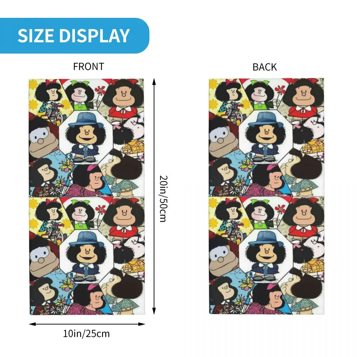 Custom Mafalda Collage Winter Headband Neck Warmer Women Ski Camping Tube Scarf Cartoon Manga Quino Comic Face Bandana Gaiter