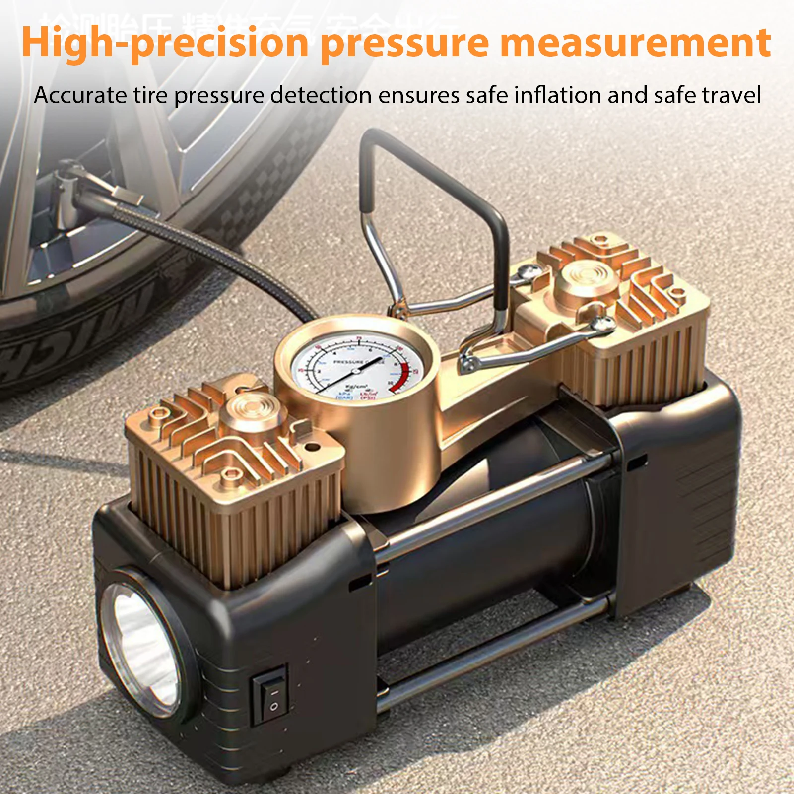 

Автомобильный насос 12В с LED-подсветкой, портативный, 150 PSI, для мотоциклов, велосипедов, мячей и надувных лодок