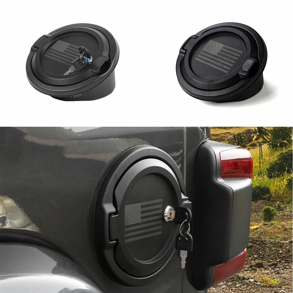 Sansour Car Gas Fuel Tank Cap Cover for Jeep Wrangler JL 2018 2019 2020 2021 2022 2023 Up Tank Covers Exterior Accessories