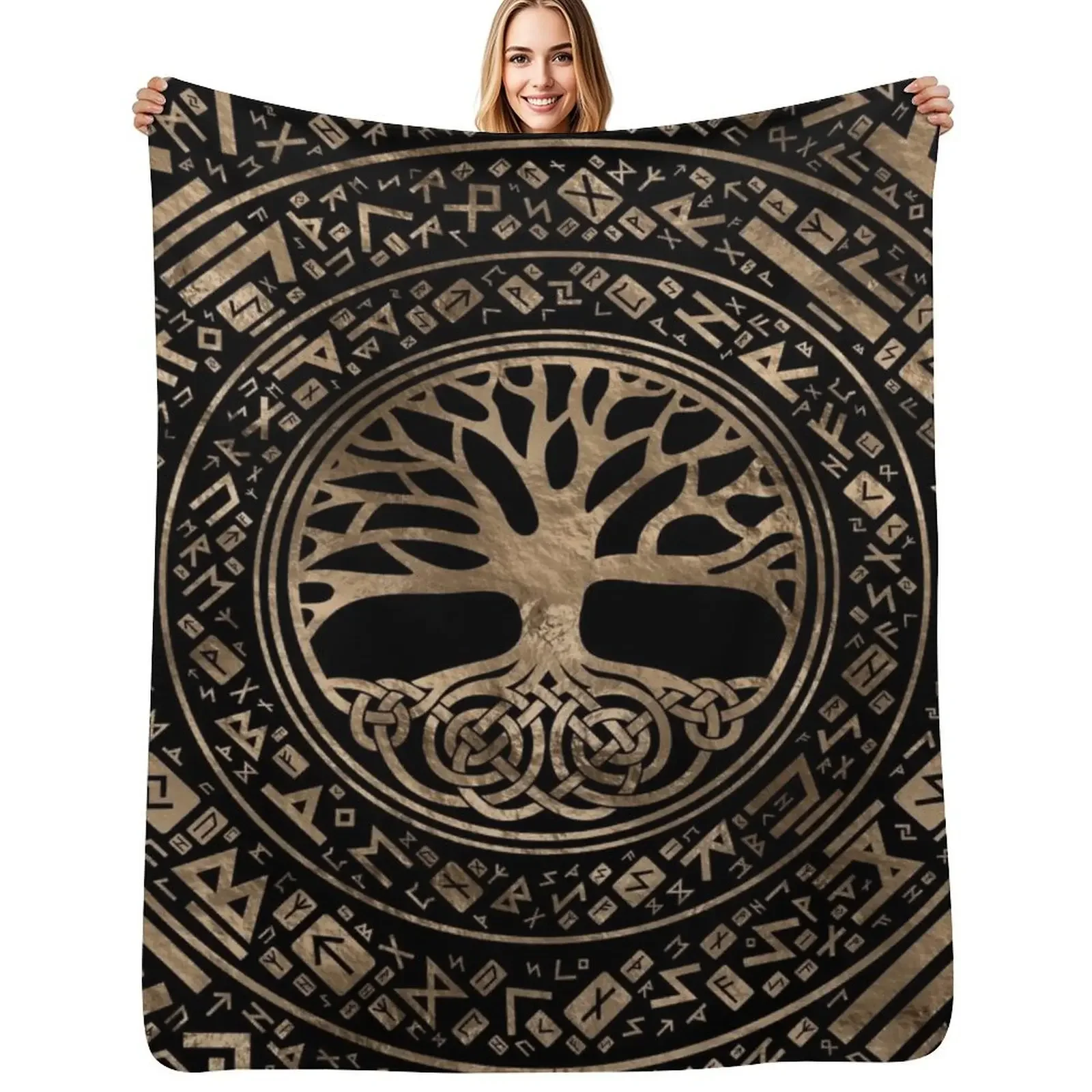 

Tree of life -Yggdrasil Runic Pattern Throw Blanket Retros Extra Large Throw Thermal Fashion Sofas Blanket