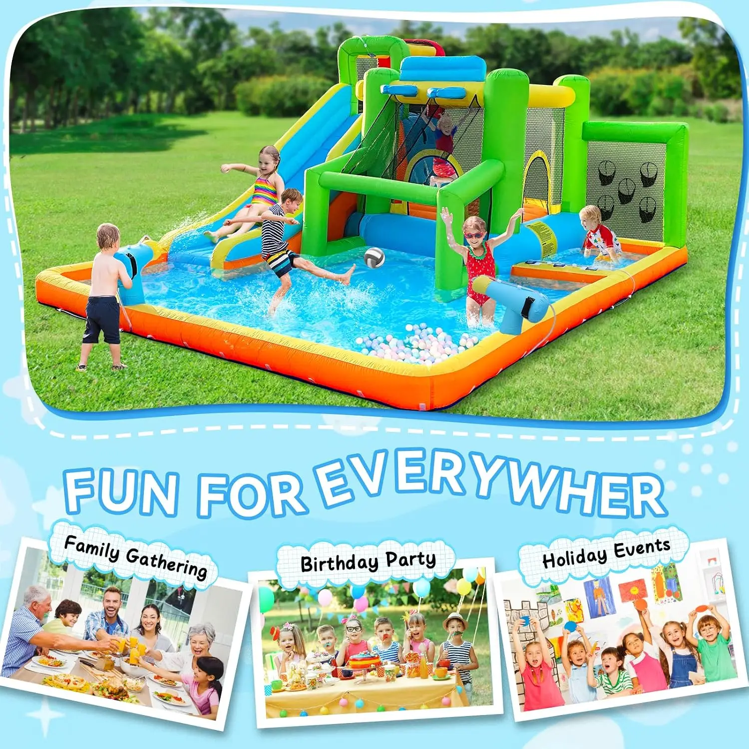 FBSPORT Inflatable Bounce House Water Slide, Bounce House for Kids Indoor Outdoor Bouncy House with 550W Blower, Bounce Castle w view 6