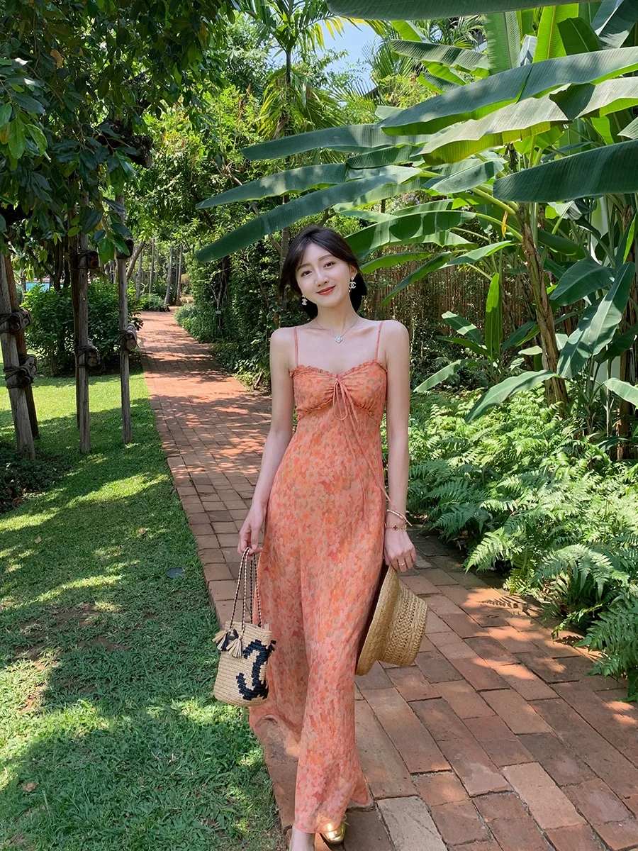 

Платье Tina Sunset оранжевое без бретелек, белое, подчеркивающее женскую моду, летнее, для прогулок по городу, из полиэфирного волокна, без рукавов