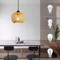 Vintage Boho Bamboo Rattan Chandelier Lamp Bamboo LampShade Ceiling Light E27 Industrial Pendant Light Kitchen Bedroom Corridor