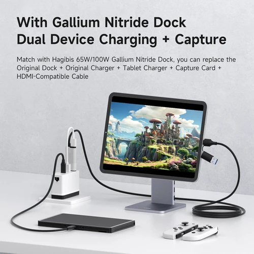 Imagen 2 del producto Hagibis USB 3,0 tarjeta de captura de vídeo HDMI a USB-A/C Cable de captura tipo C PD 100W para Quest 3 Switch Gaming grabadora de transmisión en vivo