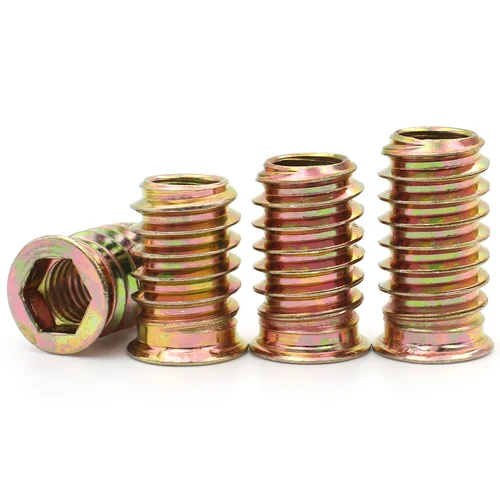 Imagen 2 del producto 5/10/20 piezas M4 M5 M6 M8 M10 aleación de Zinc hierro dentro de rosca de acero al carbono para muebles de madera tuerca hexagonal tuercas de inserción