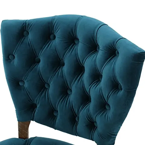 

Dark Teal Velvet Tufted Dining Chair Set Of Two With Wooden Legs