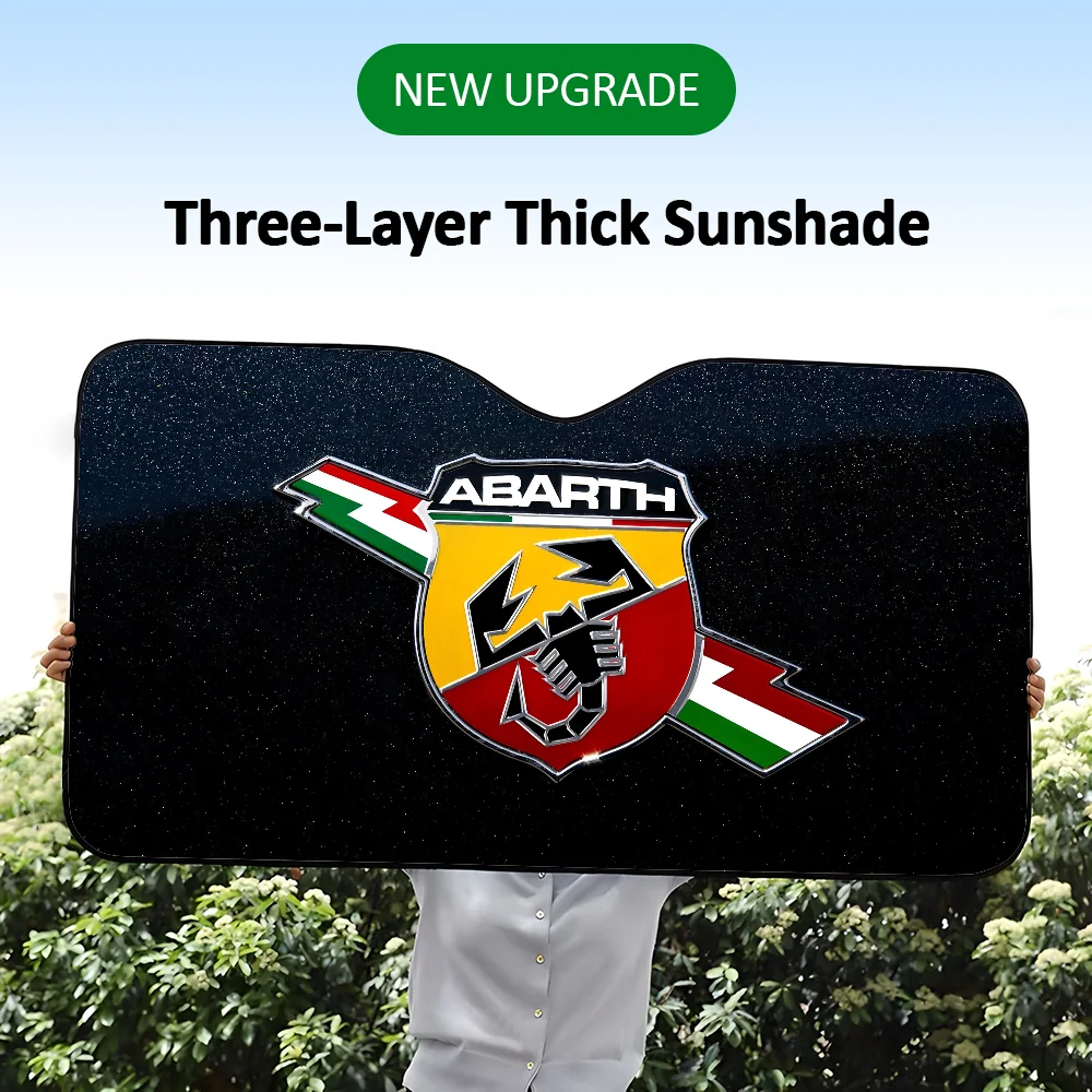 

Luxury A-AbarthS-S Logo Car SunShade Visor Reusable Aluminum Foil UV Protector Suction Cups Heat Three-layer Insulation