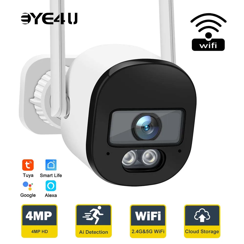 Tuya 4MP Bullet Security Camera 2.4G/5G WiFi 2K telecamere per esterni SmartLife Mini CCTV telecamera di sorveglianza Alexa Google Home