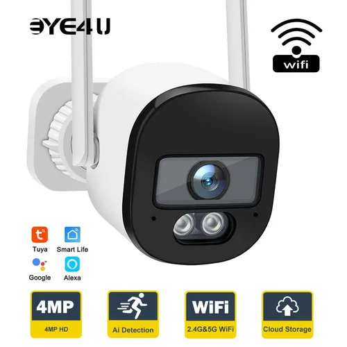 Tuya-cámara de seguridad tipo bala, videocámara de 4MP, 2,4G/5G, WiFi, 2K, para exteriores, SmartLife, Mini cámara de vigilancia CCTV, Alexa y Google Home
