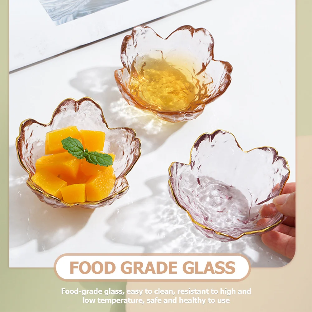 

4 Pcs Japanese Dishes Glass Bowls Saucer Small Flower Shaped Plates Soy Saucers