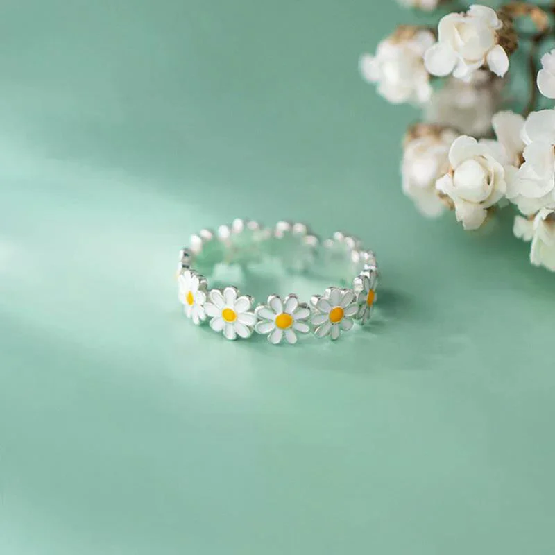 Vintage  Flower Rings For Women Cute Flower Ring Adjustable Open Finger Ring Wedding Engagement Rings Trends Female Jewelry