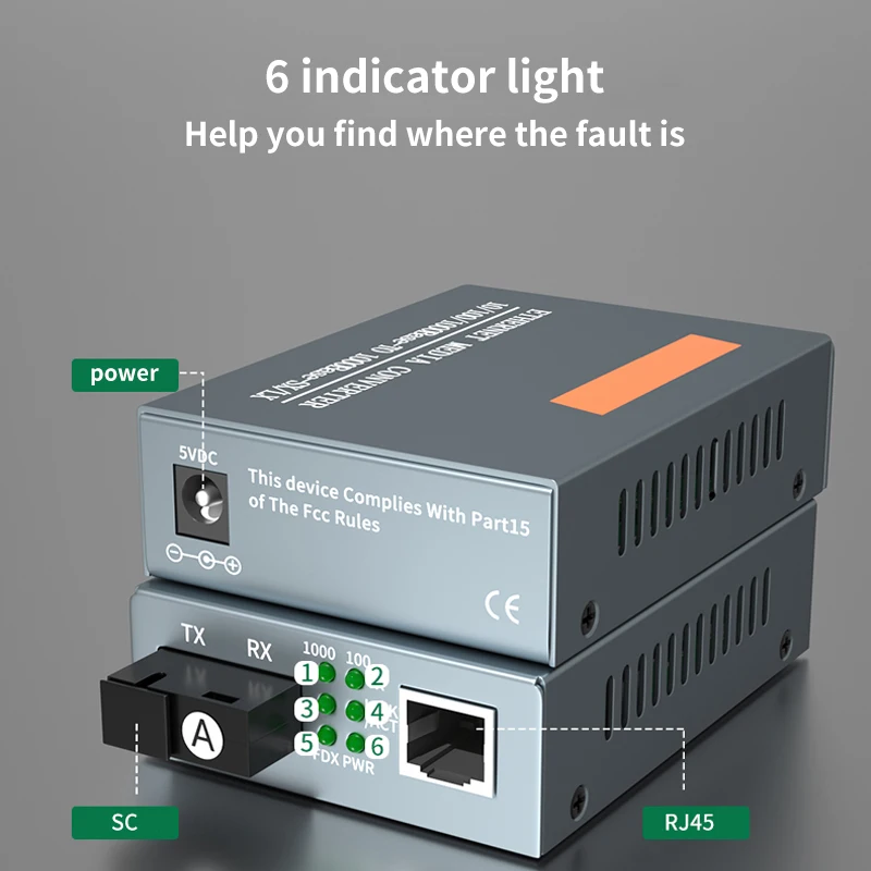 1/3 Pair Fiber Transceiver HTB-3100AB-3km 10/100/1000Mbps Single Mode Fiber SC Port Optical Fiber Media Converter External Power