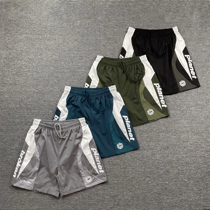 

Retro Logo Embroidery Color Blo Weave Beach orts Polyester Fiber Qui Dry Straight Leg Casual Pants for Teen Boys